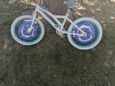 Girls White & Blue 20-inch Wheel Kids Bike