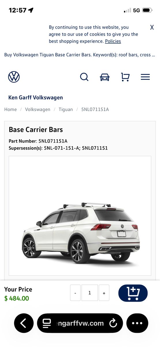 VW Tiguan Base Carrier Bars