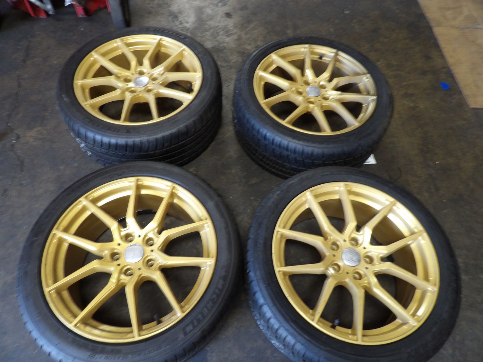 SET OF USED SPORZA WHEELS 18'' INCH 5X4.5= 5X114 AND TIRES 255/40R18 