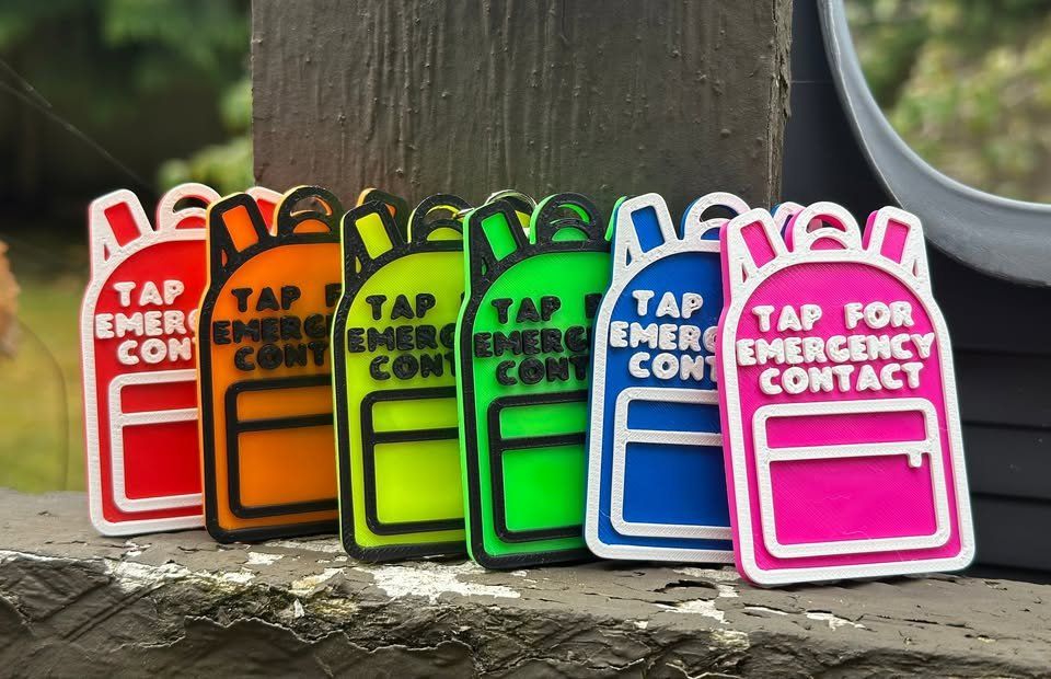NFC Emergency Contact Backpack Tag Clip On ID Badge