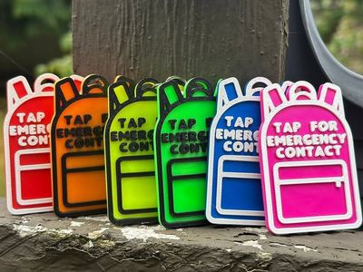 NFC Emergency Contact Backpack Tag Clip On ID Badge
