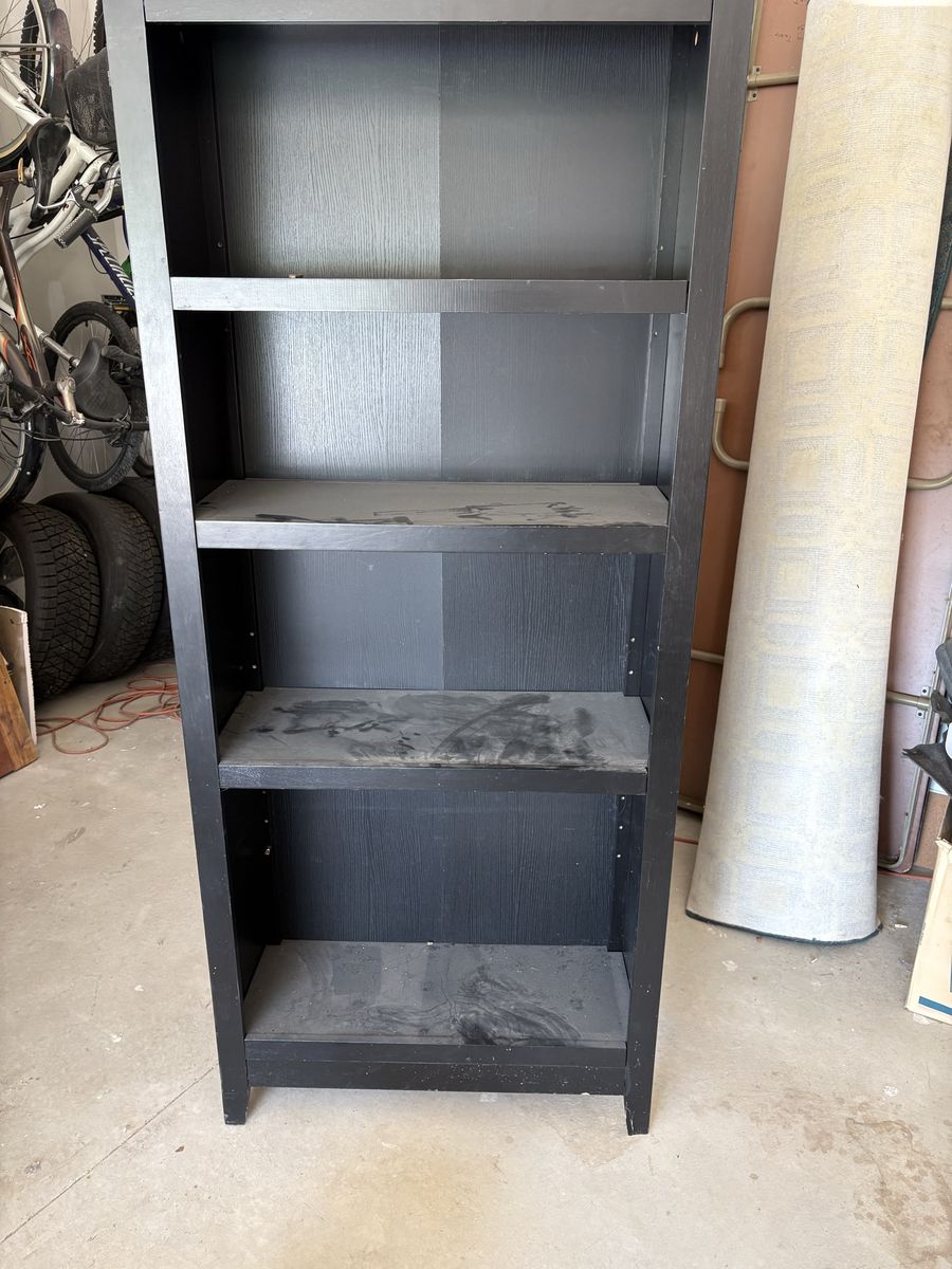Black Wooden 5-Tier Bookshelf / Shelving Unit