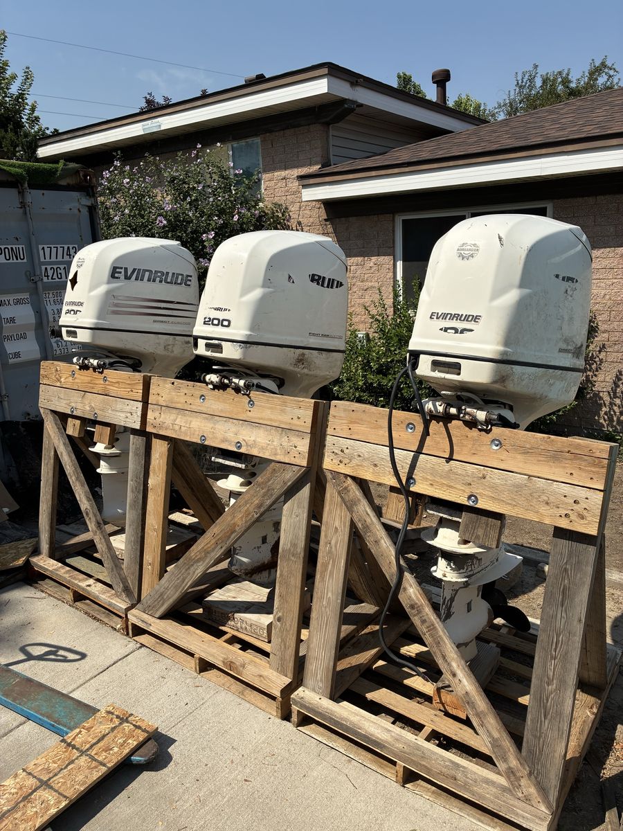 Three running early 2000’s Evinrude BRP 200 HP motors