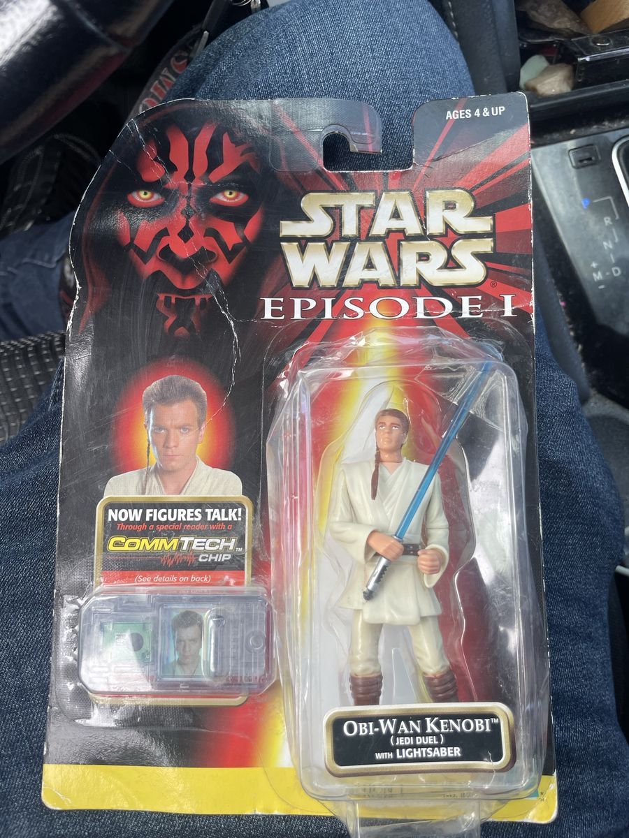 Star Wars Episode I Obi-Wan Kenobi (Jedi Duel) Action Figure with Lightsaber & CommTech Chip