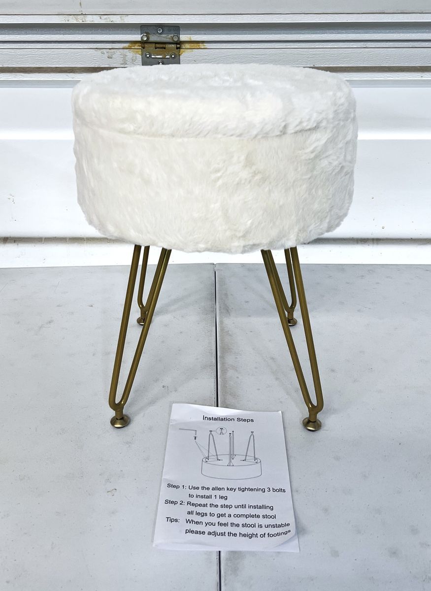 Adorable Vanity Stool or Foot Rest with Storage - Brand New