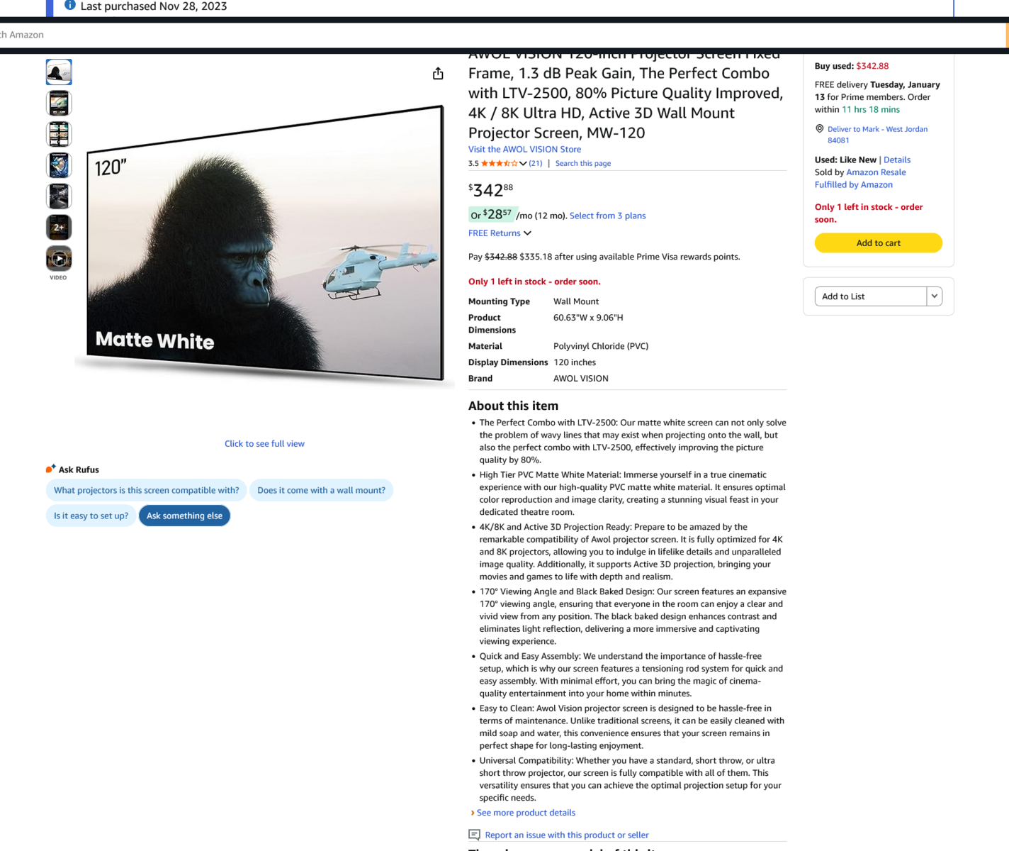 Awol Vision Screen Used Great condition