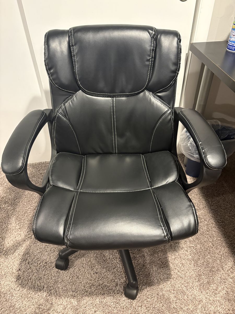 Black Faux Leather Office Chair