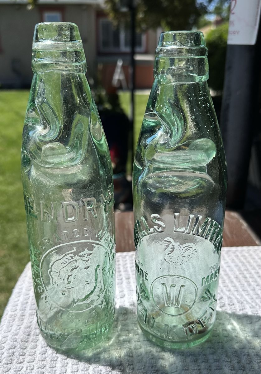 Antique Codd Marble Bottles – Hendry’s Edinburgh Scotland & Halls Walkden England