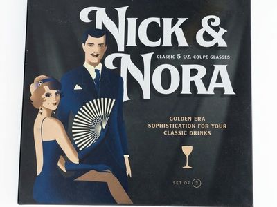 Glassique Cadeau Nick & Nora 5 oz Clear Coupe Glasses Set of 2 Art Deco