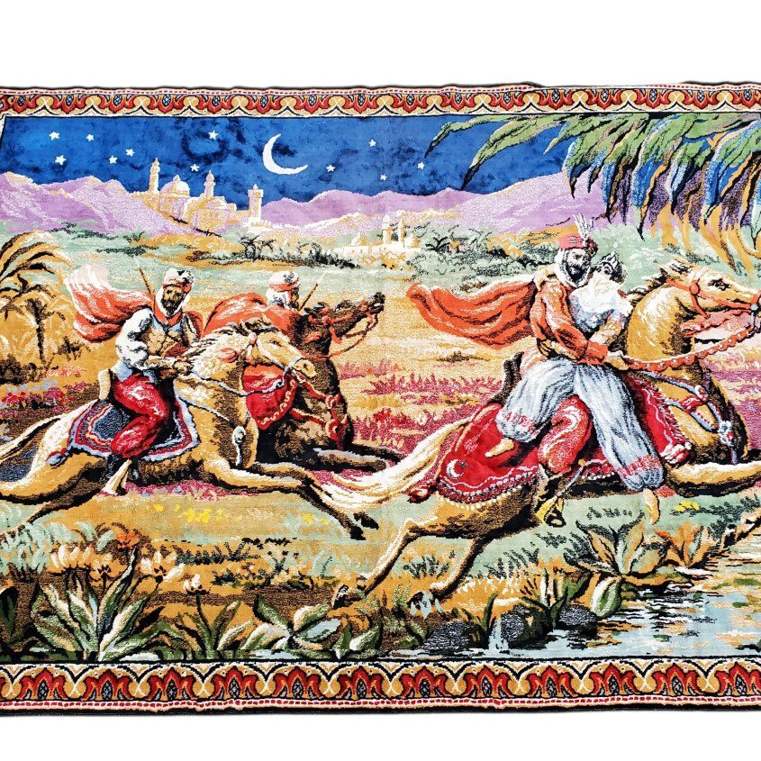 Vintage "Princess Abducted Scene" Velvet Tapestry