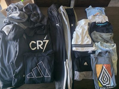 Boy's Clothing Bundle - Hoodies, Sweatpants, T-Shirts, and Shorts (Sizes 8/10, 10/12) - Nike, Adidas, Puma, CR7, Hurley