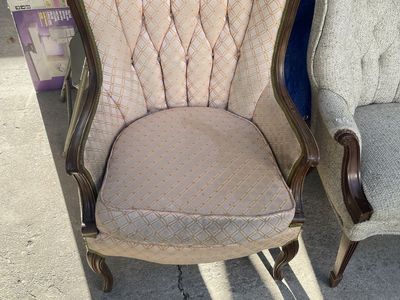*$75 OBO* Vintage Wingback Accent Chairs - Tufted Upholstery, Wood Frame (Set of 3)