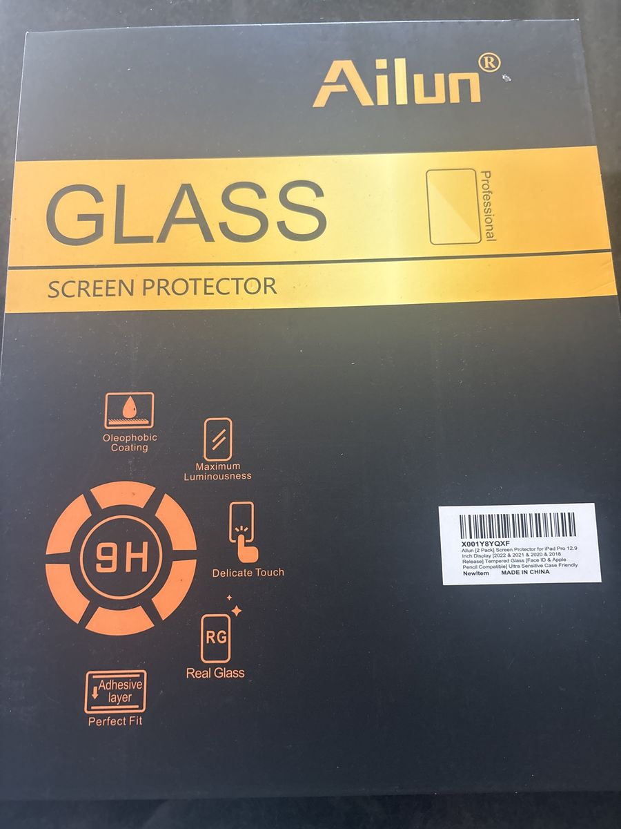 Ailun 2-Pack Screen Protector for iPad Pro 12.9-inch (2018-2022) Tempered Glass 9H Oleophobic