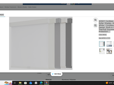 2 AOSKY Blackout Cordless Roller Blinds - Color White 48"W x 72"H