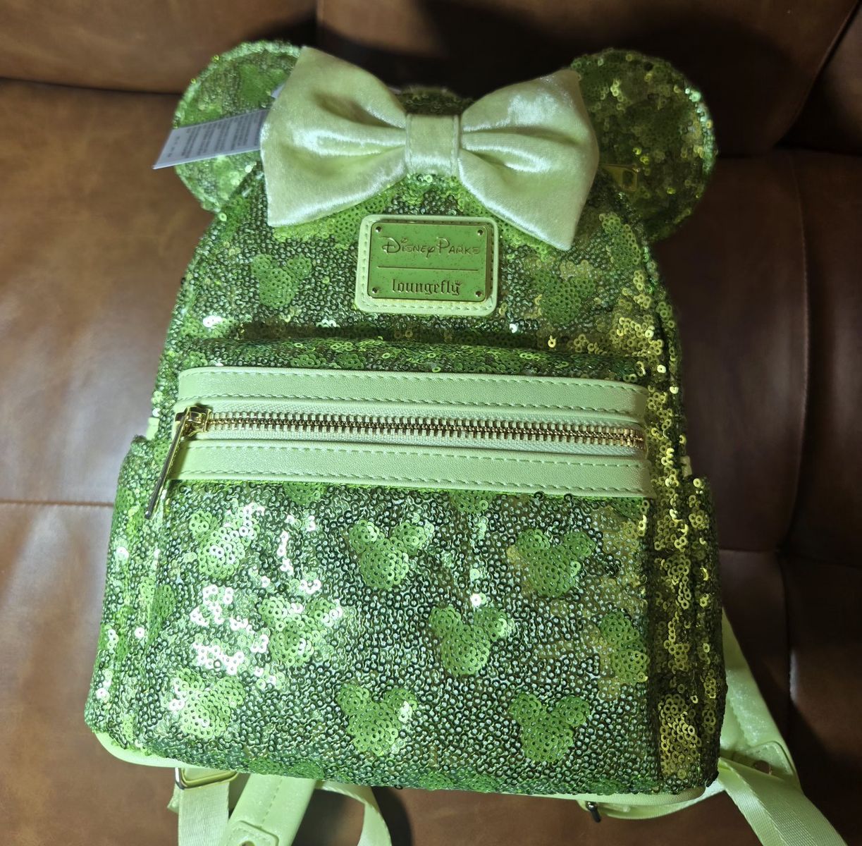 NWT Disney Parks Loungefly Green Sequin Mickey Mouse Mini Backpack