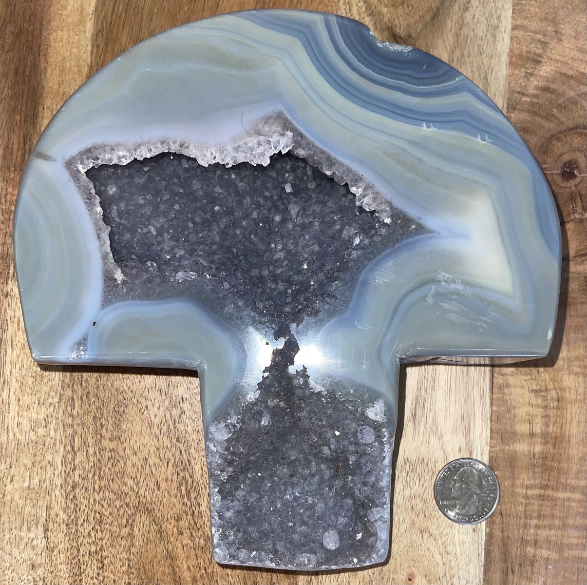 Crystal Large Blue Agate Quartz Druzy Mushroom Stone Home Decor Decoration Figurine