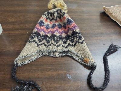 Roxy Harvest Knit Pom Pom Beanie Hat One Size Multi-Color Fair Isle
