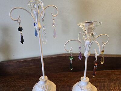 two shabby chic candle holders