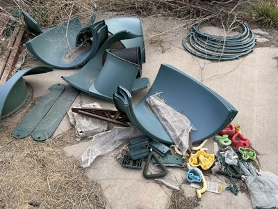 Free Kids Outdoor Playground Swing Set & Slide Parts - Used Condition