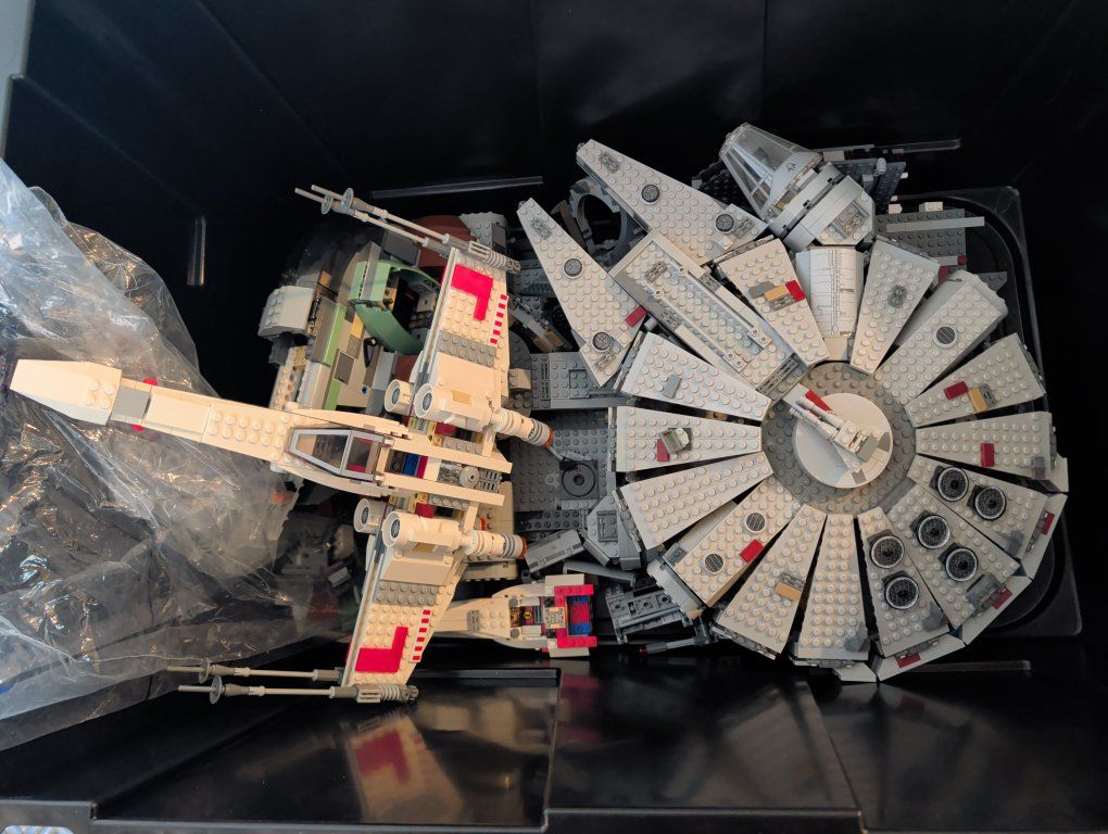 GLUED LEGO Star Wars Millennium Falcon & X-Wing Fighter Sets