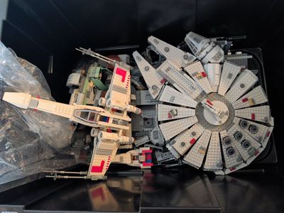 GLUED LEGO Star Wars Millennium Falcon & X-Wing Fighter Sets