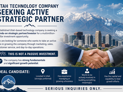 Utah Technology Company Seeking Active Strategic Partner/Investor