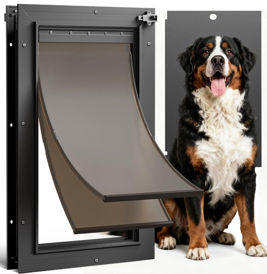All Aluminum XL Dog Door for Exterior Door, Pets Up to 220Lb