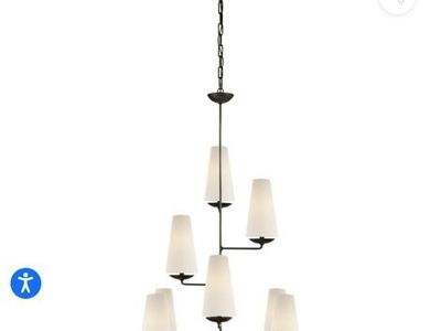 McGee & Co. Fontaine Vertical Chandelier - Modern Black & White 8-Light Fixture