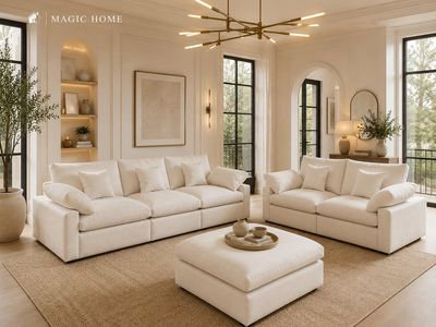 "MAGIC HOME" LUXURY 6-PIECE CLOUD MODULAR SOFA SET – WHITE LINEN