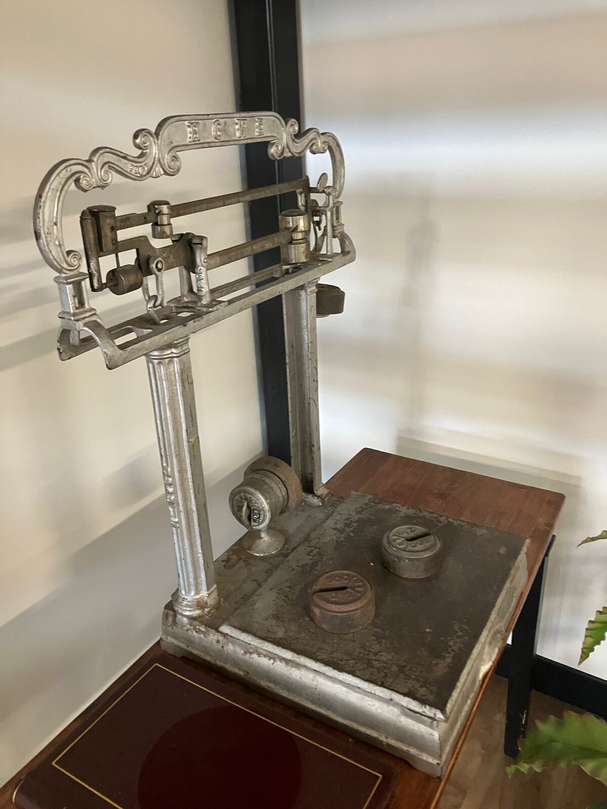 Antique Scale - Antique Plow - Wagon Wheel - Vintage tools