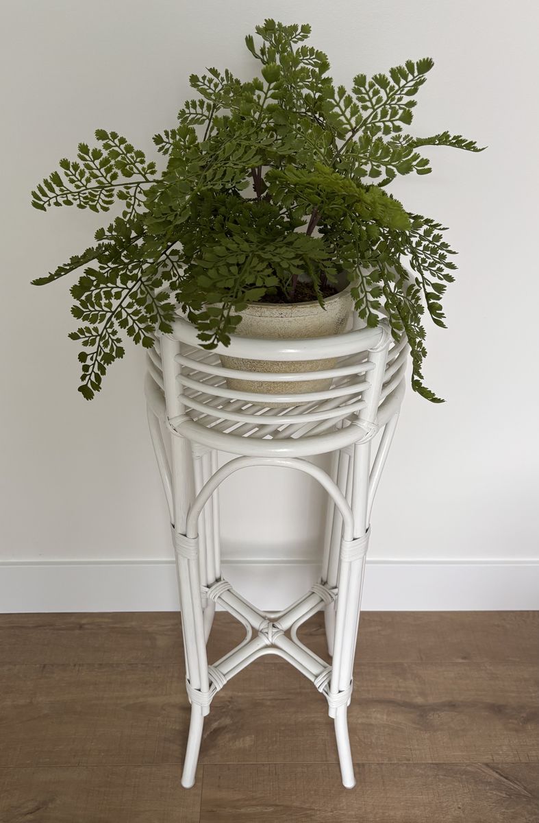 Opalhouse Target White Rattan Plant Stand 30.2 Tall - Great Condition + Faux Plant Bundle!
