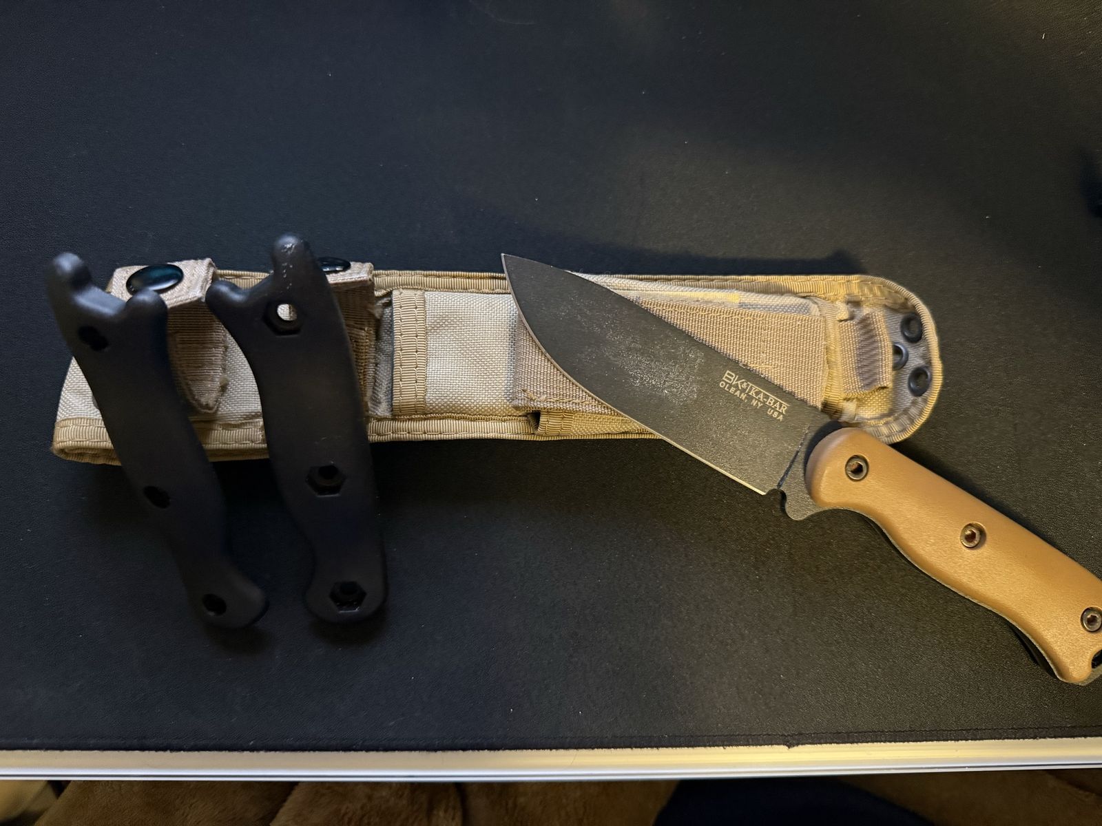 KA-BAR BK16 Becker Short Drop Point Fixed Blade Knife with Sheath & Extra Scales