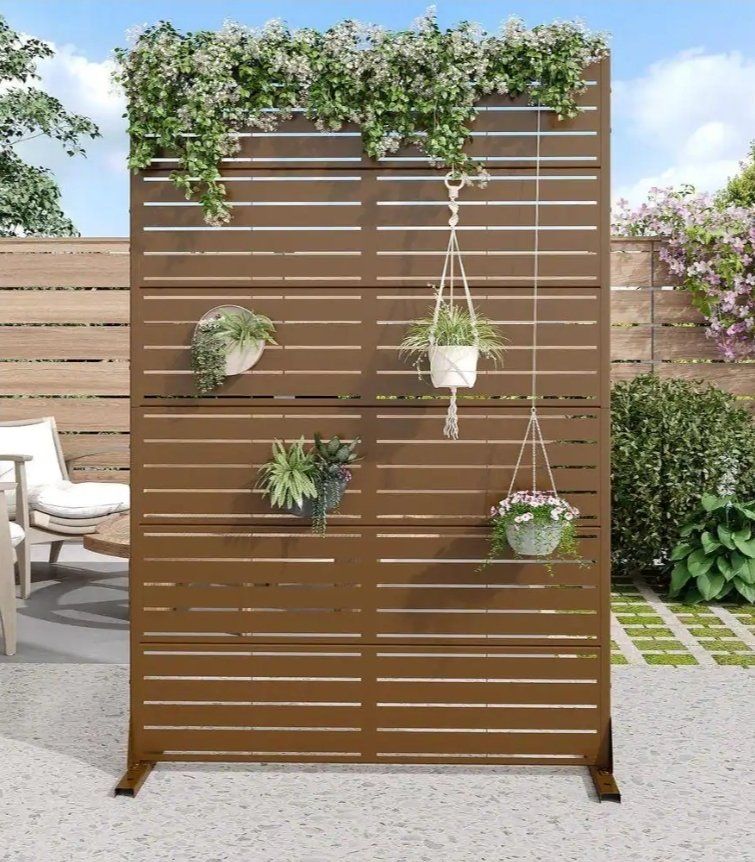 🤎 NEW BROWN PATIO PRIVACY SCREEN WITH STAND 🤎