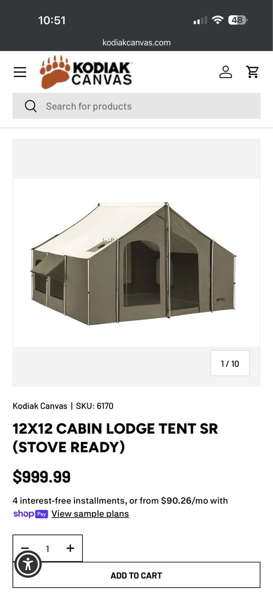 Kodiak Canvas Cabin Style Tent 12x12