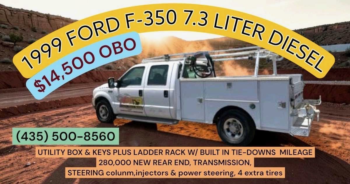 1999 Ford F-350 7.3 Liter Diesel Truck with Utility Box and Ladder Rack