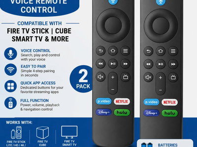 2 Pack Voice Remote Control for Fire TV Stick 4K Max Lite Cube Smart TV Alexa