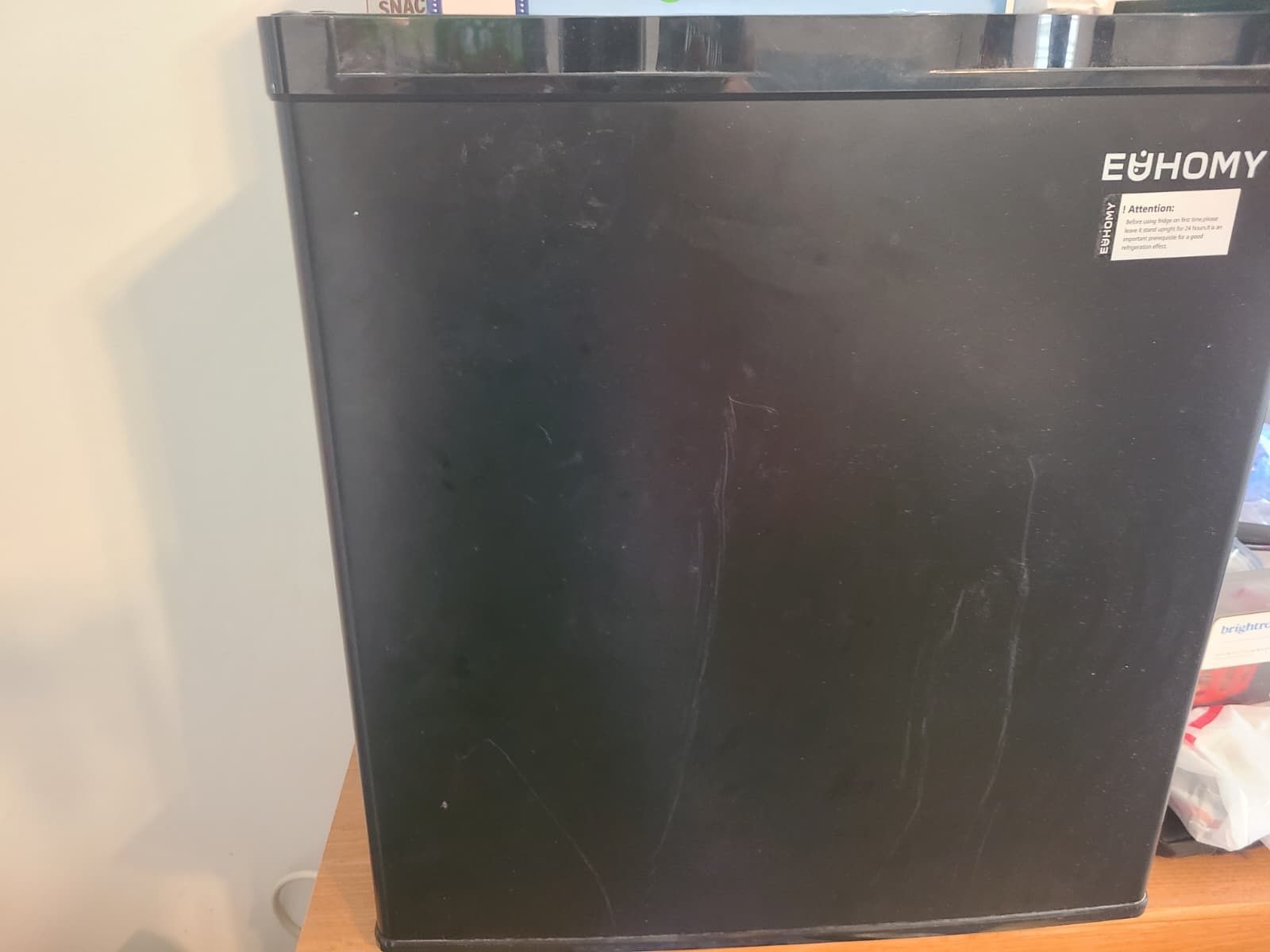 Black mini fridge