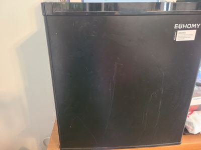 Black mini fridge