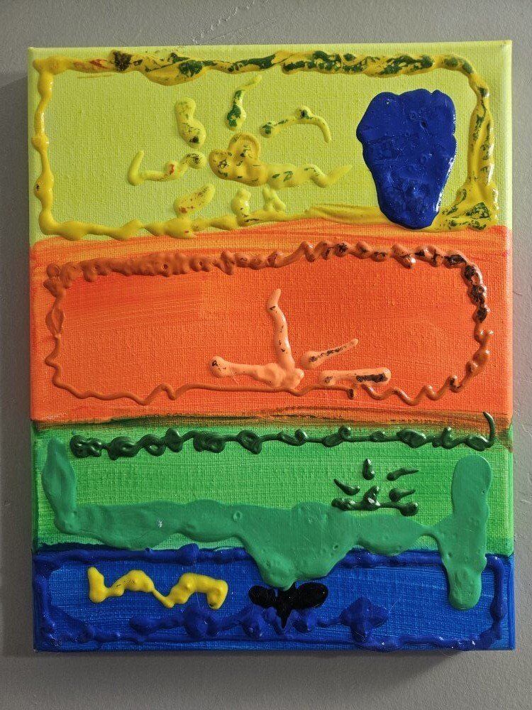 Rainbow Sun Acrylic Art Painting Canvas