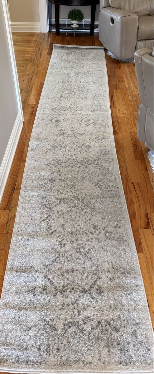 Gray and Beige Distressed Pattern Hallway Runner Rug 14 x 2.6