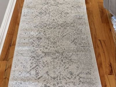 Gray and Beige Distressed Pattern Hallway Runner Rug 14 x 2.6