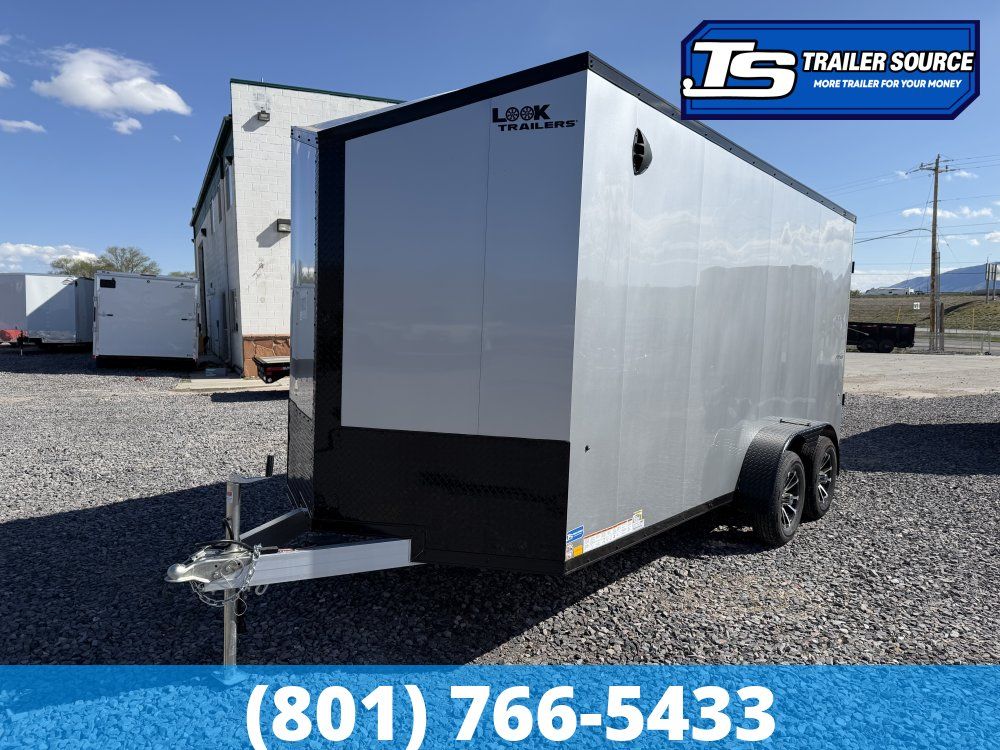 7x16 Look Vision Enclosed Car Hauler Trailer - 7'0" Interior - 7K GVWR - Alloy Wheels, Black Out Package, Ramp Door