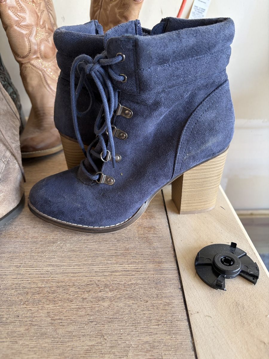 Women's Blue Faux Suede Lace-Up High Heel Ankle Boots Size 8