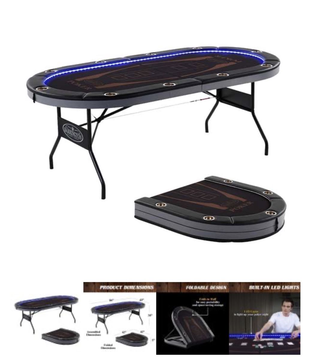 Nee - Barrington 10-player Poker Table With LED Li