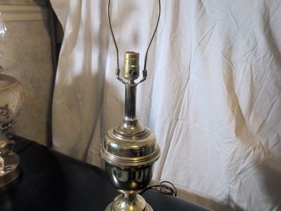 Polished brass table lamp