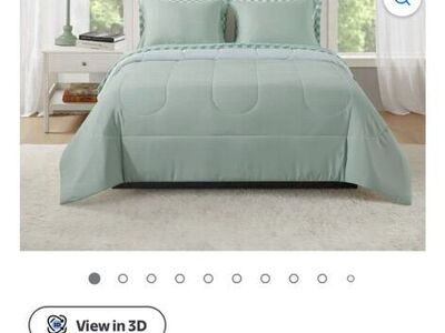 7 Piece Reversible, Sage, Comforter, Sheets, New