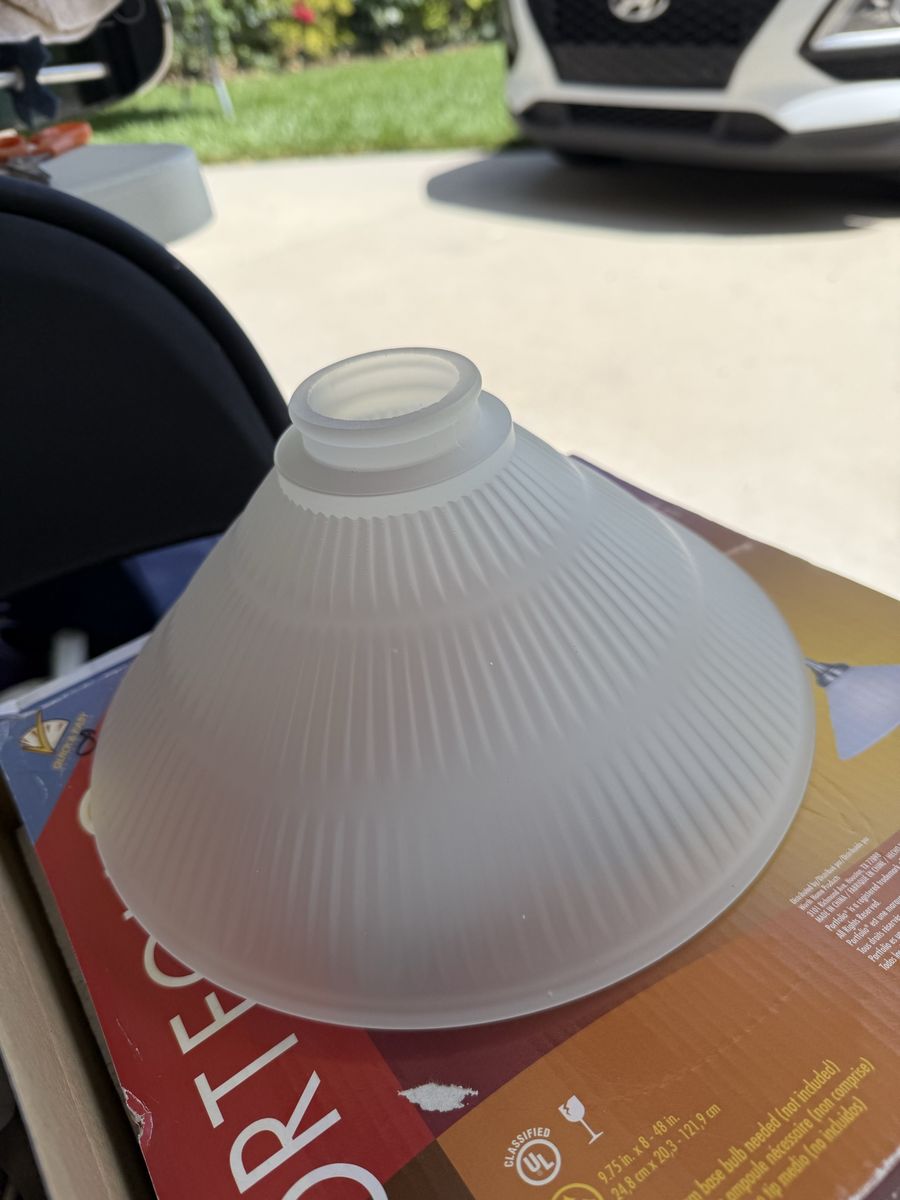 Frosted Ribbed Glass Light Shade - Ceiling Fan or Fixture Replacement, 9.75" Diameter