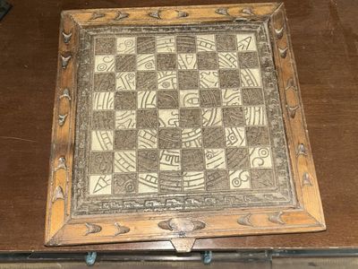 Unique Hand-Carved Wooden Chess Set with Storage Drawers