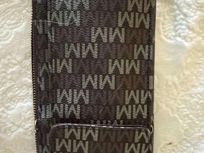 Milan Brown Monogram Zip-Around Wallet with Shoulder Strap