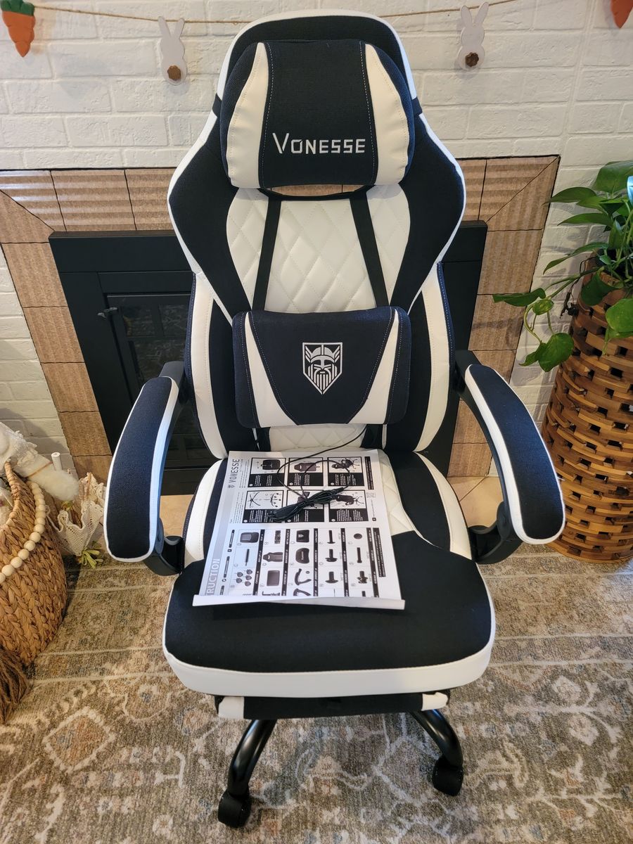 New Assembled Vonesse Ergonomic Fabric PU Leather Gaming Office Chair